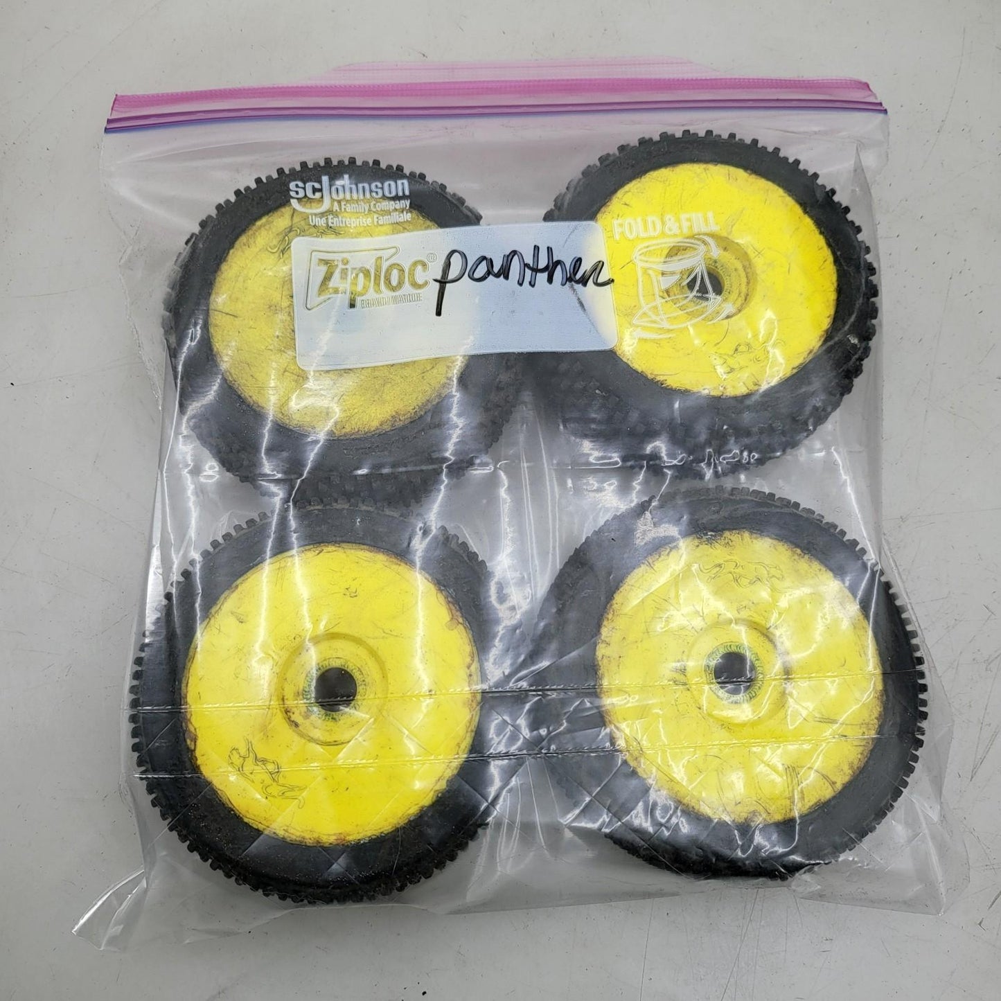 Panther tires on yellow 1/8th buggy wheels , 17mm, x4