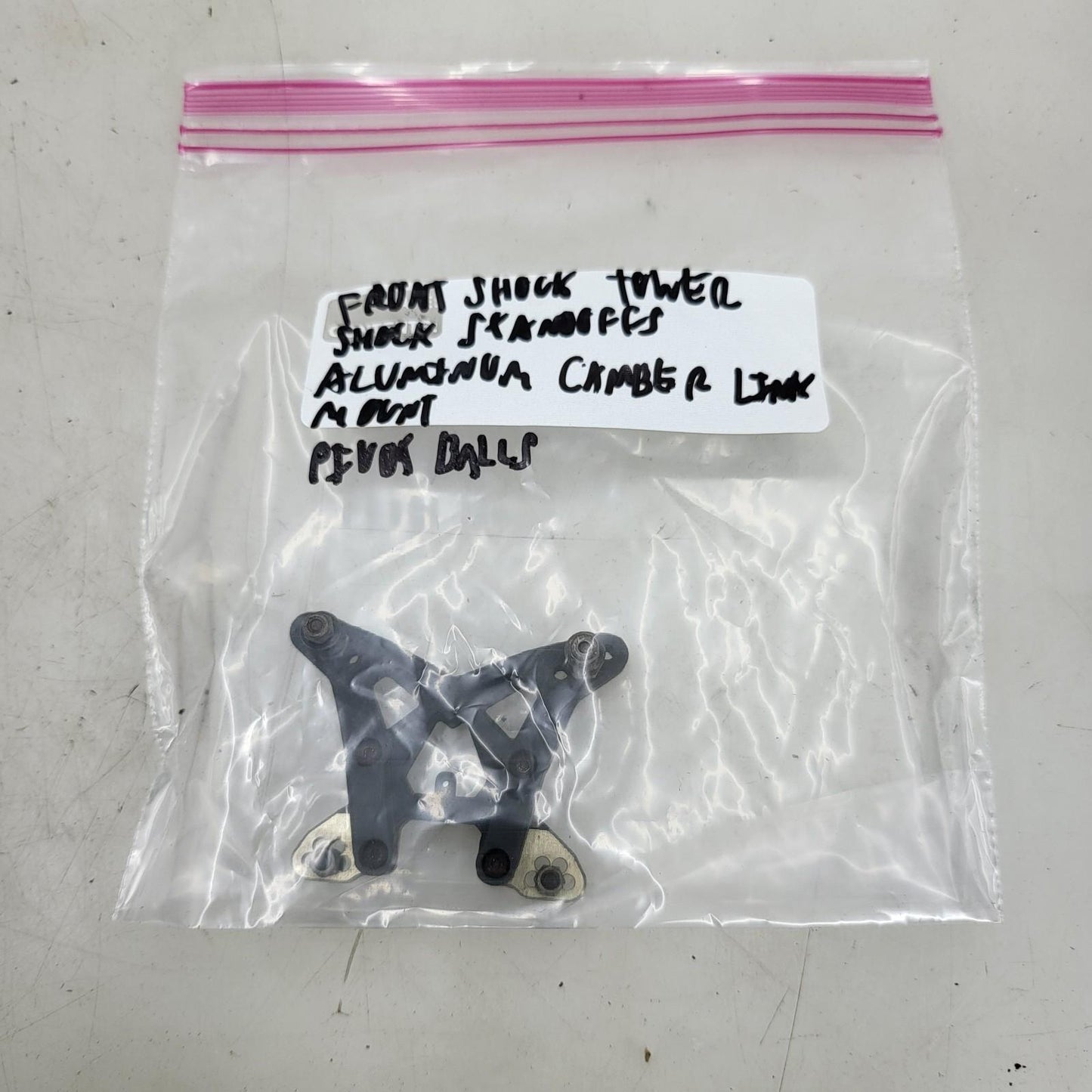 Losi front shock tower #L22-7391, aluminum camber link mount, shock standoffs