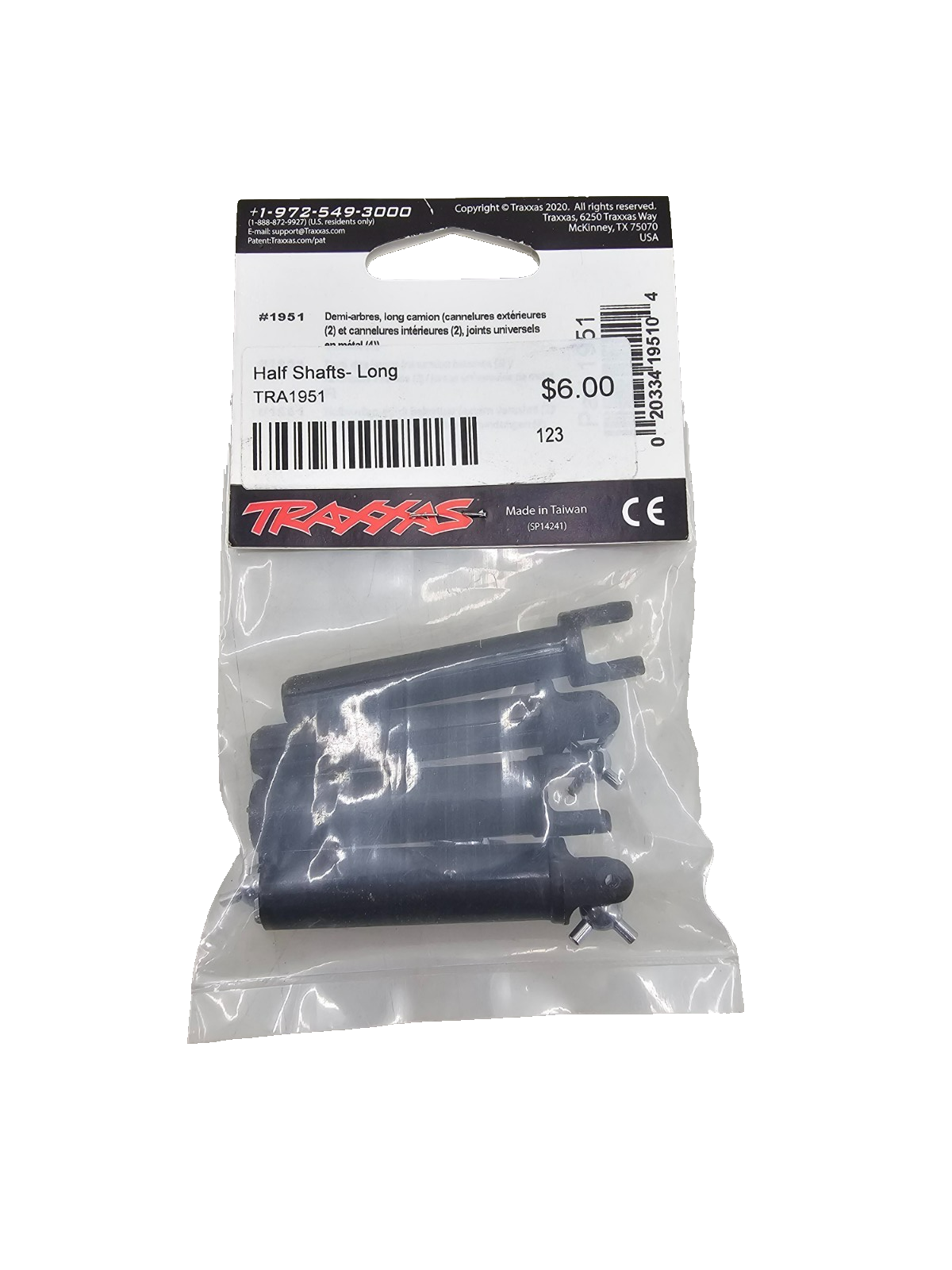 Traxxas Half shafts long external, internal splined u-joints for slash 2wd #1951