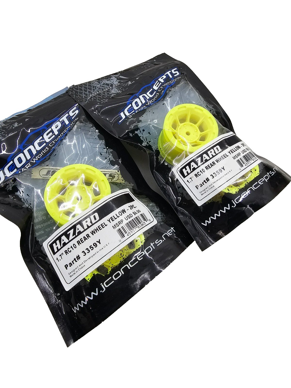 Jconcepts Hazard 1.7 RC10 1/10 yellow wheels, two packs x4 wheels #3359Y