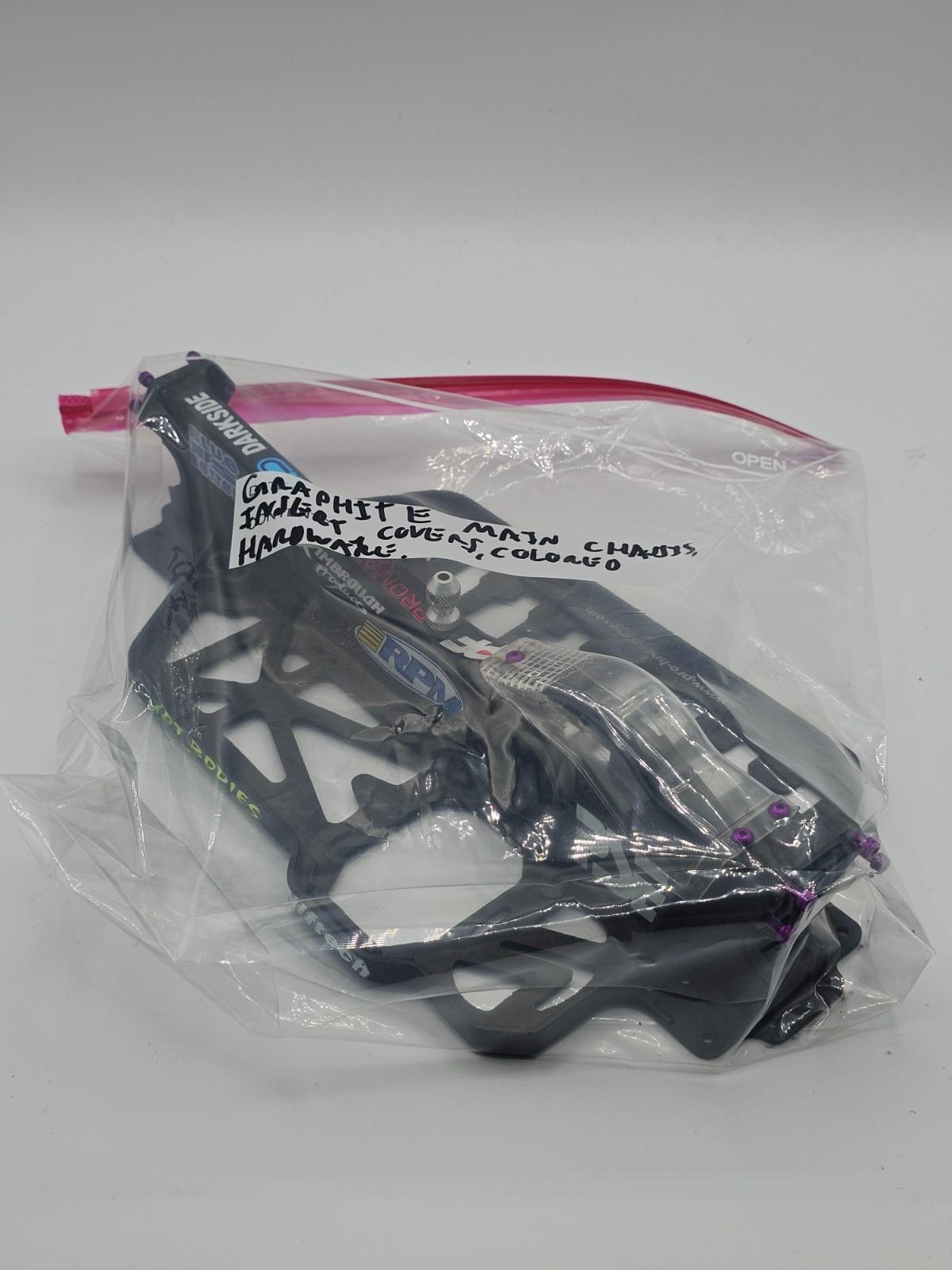 Losi XXX-S Graphite chassis with gear cover, insert covers, colored hardware