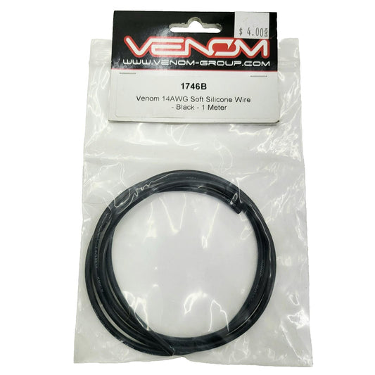 Venom 14AWG Soft silicone black wire 1 meter #1746B