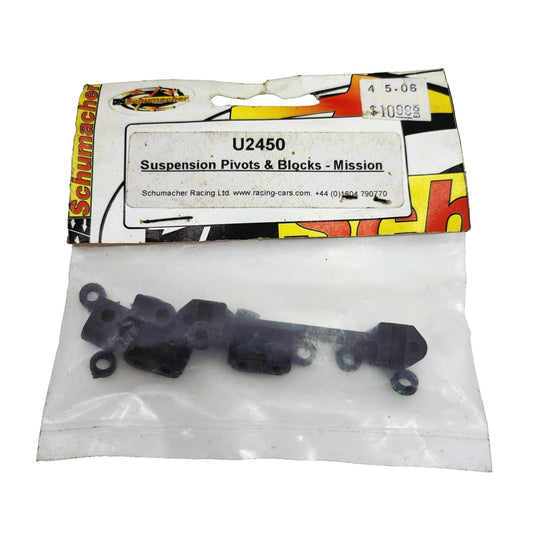 Schumacher suspension pivots & block, Mission Mi1, Mi2, Menace Fusion #U2450
