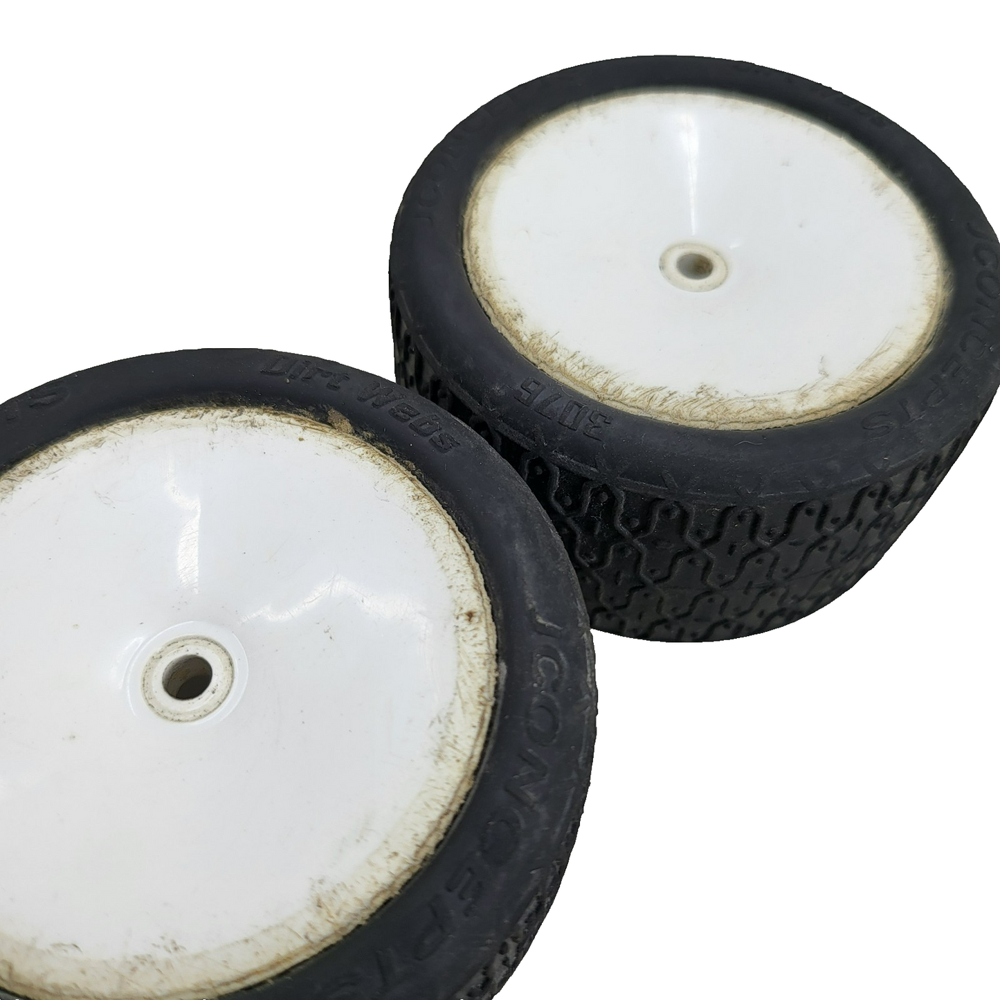 JConcepts Dirt webs 3076 tires on white buggy wheels 1/10 x2