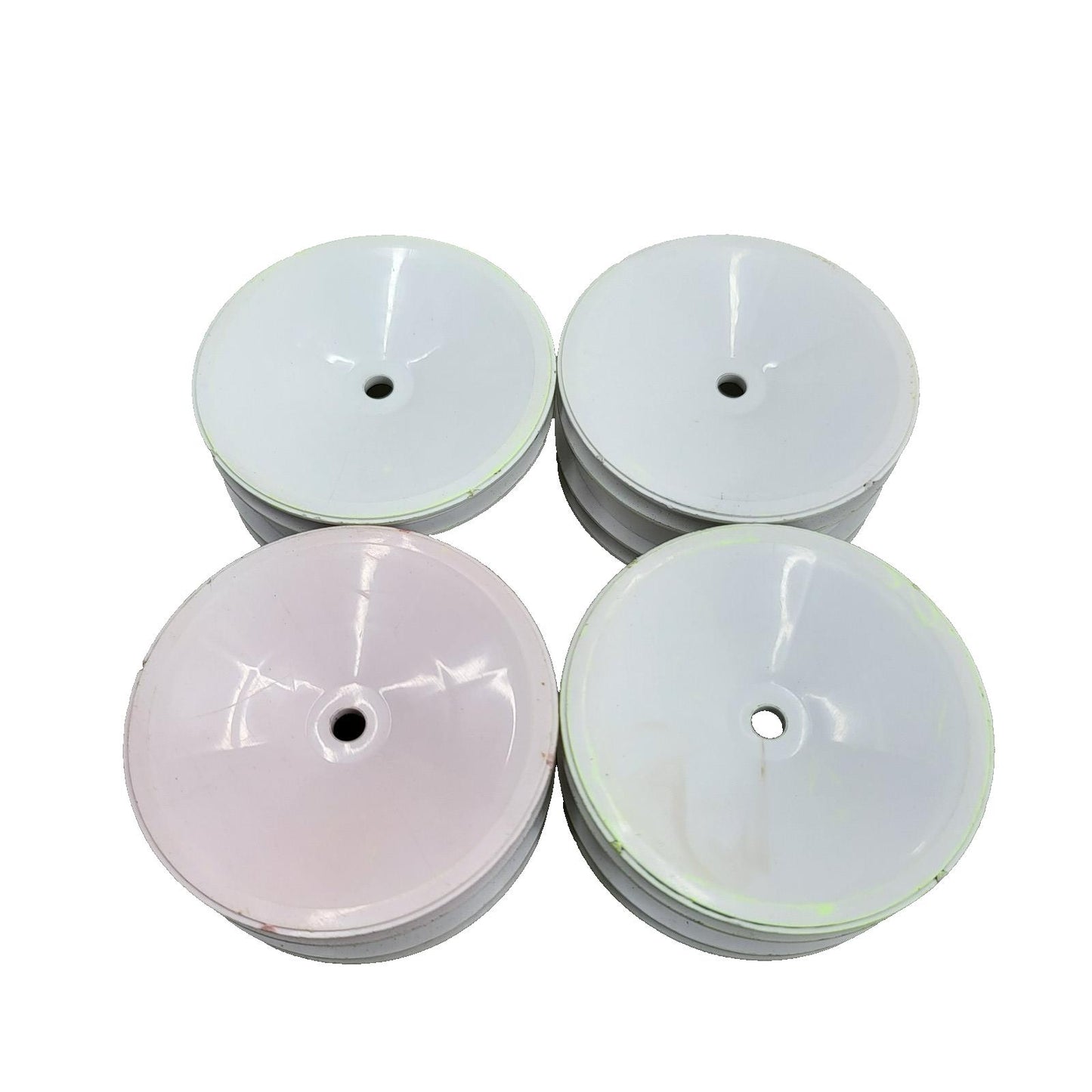 x4 buggy wheels, 1/10th scale white, some discoloration