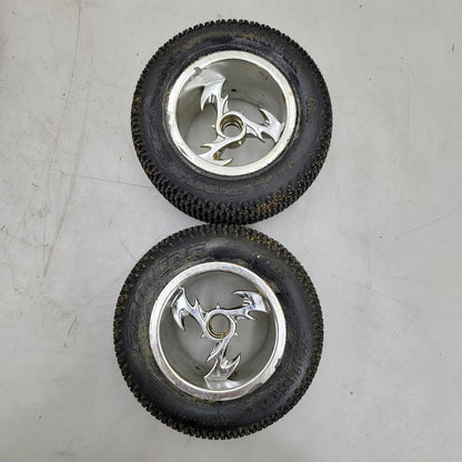 Proline caliber tires on unique old school tri-spoke wheels 1/8th scale
