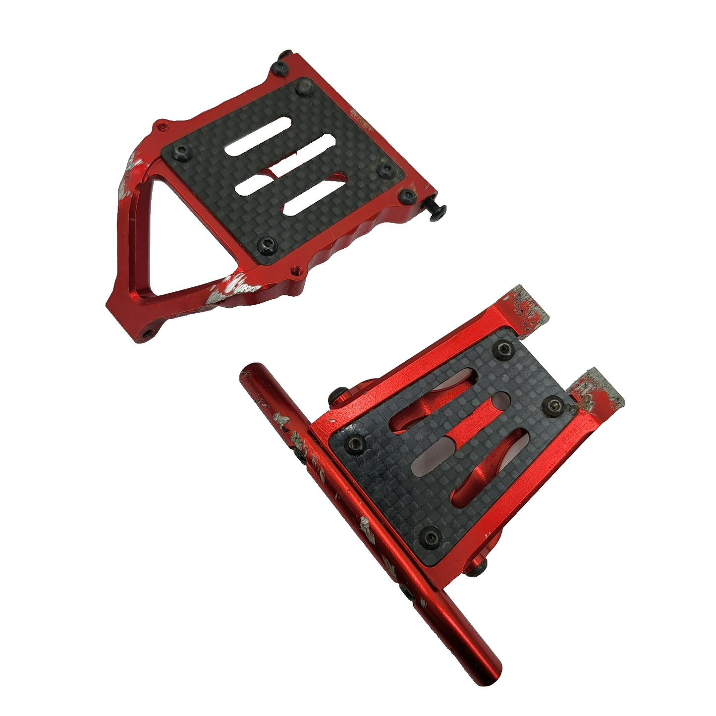 Axial EXO Terra 1/10 Integy red aluminum F & R bumpers w/ carbon skid plates
