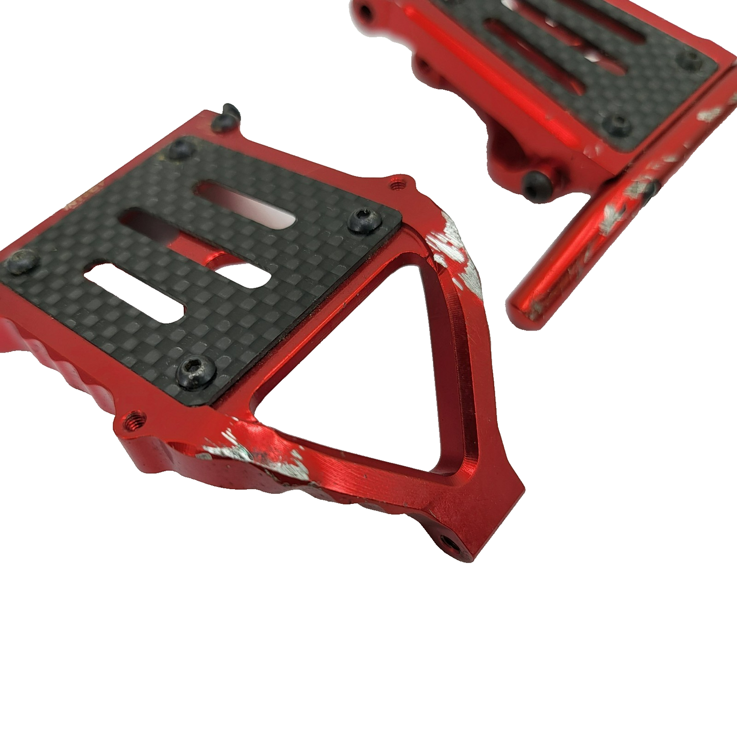 Axial EXO Terra 1/10 Integy red aluminum F & R bumpers w/ carbon skid plates