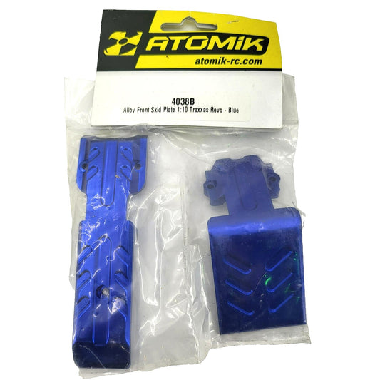 Atomik RC billet front skid plate, blue for 1/10 Traxxas E-Revo, replaces #5337