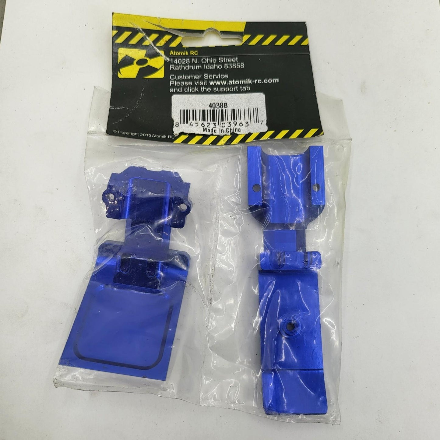 Atomik RC billet front skid plate, blue for 1/10 Traxxas E-Revo, replaces #5337