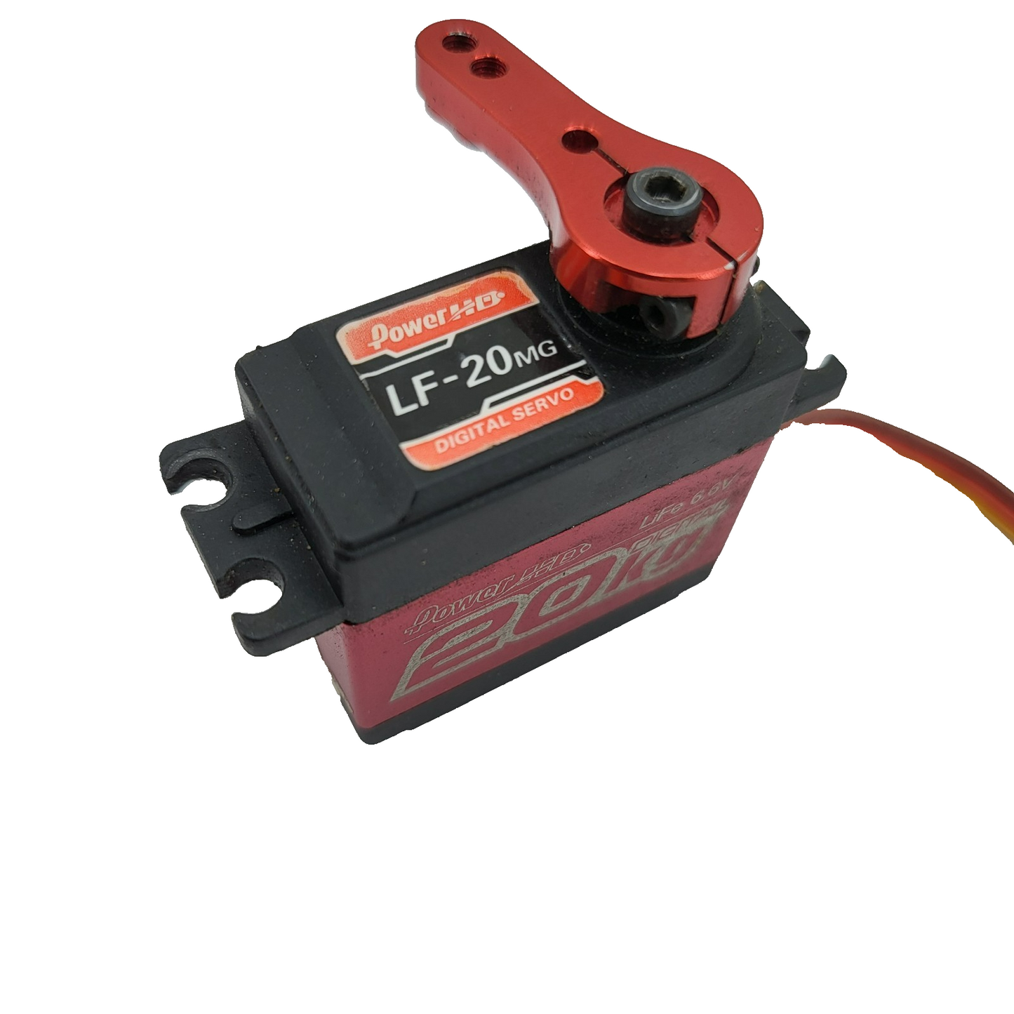 Power HD LF-20MG Servo with red aluminum horn, removed from Revo
