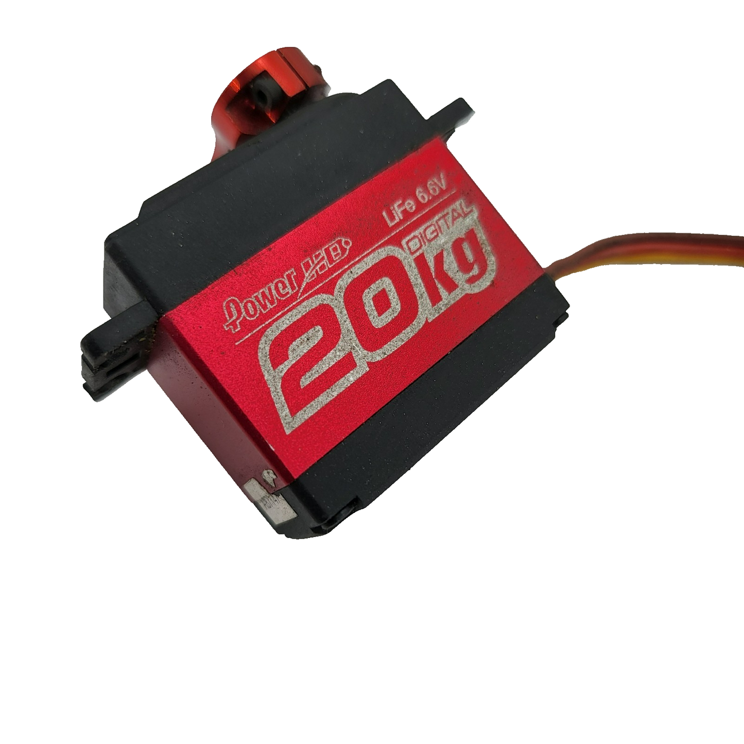 Power HD LF-20MG Servo with red aluminum horn, removed from Revo