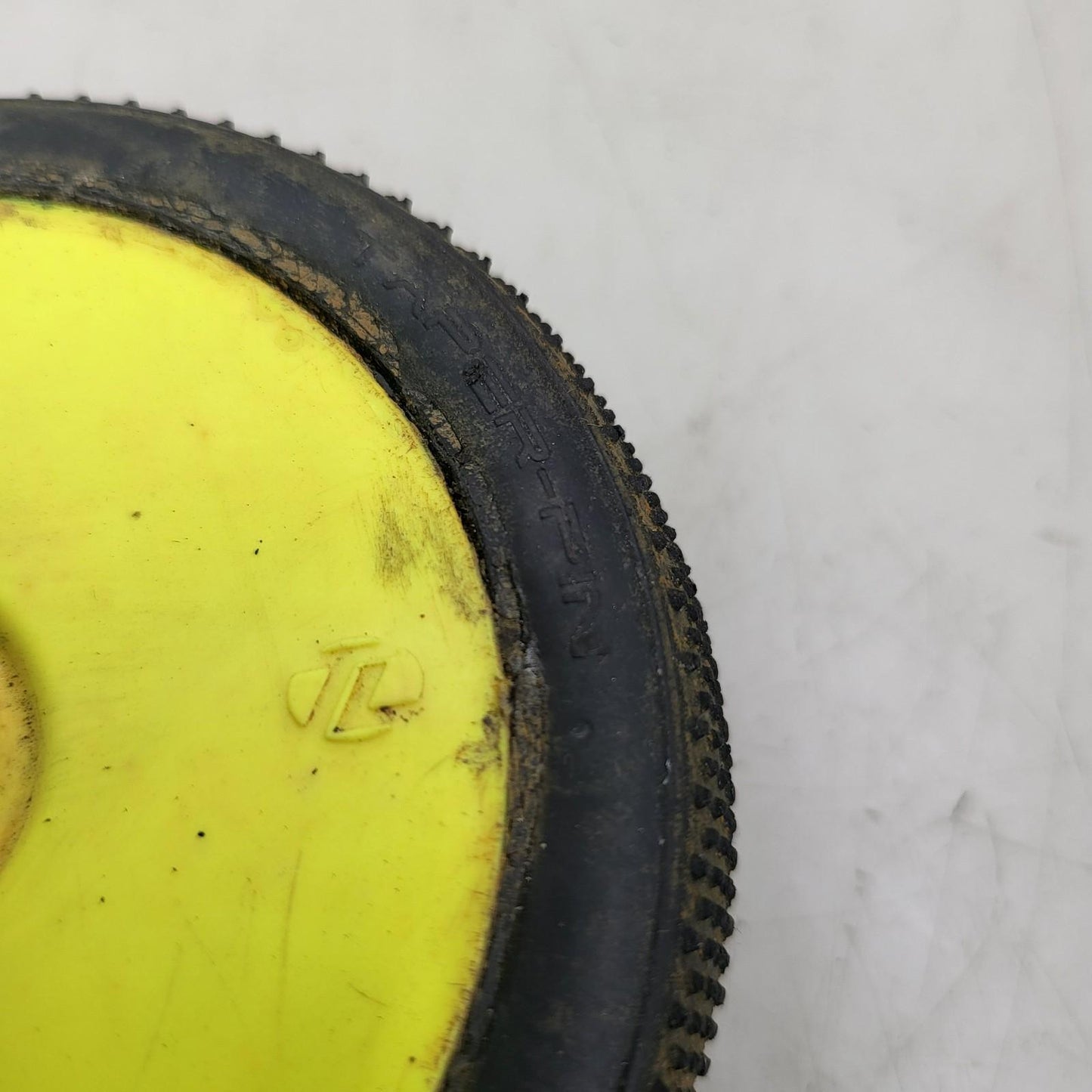Team Losi yellow buggy wheels  1/8 on taper pin tires, one has flat spot, 17mm