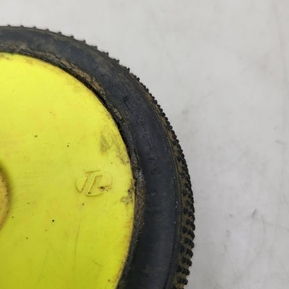 Team Losi yellow buggy wheels  1/8 on taper pin tires, one has flat spot, 17mm