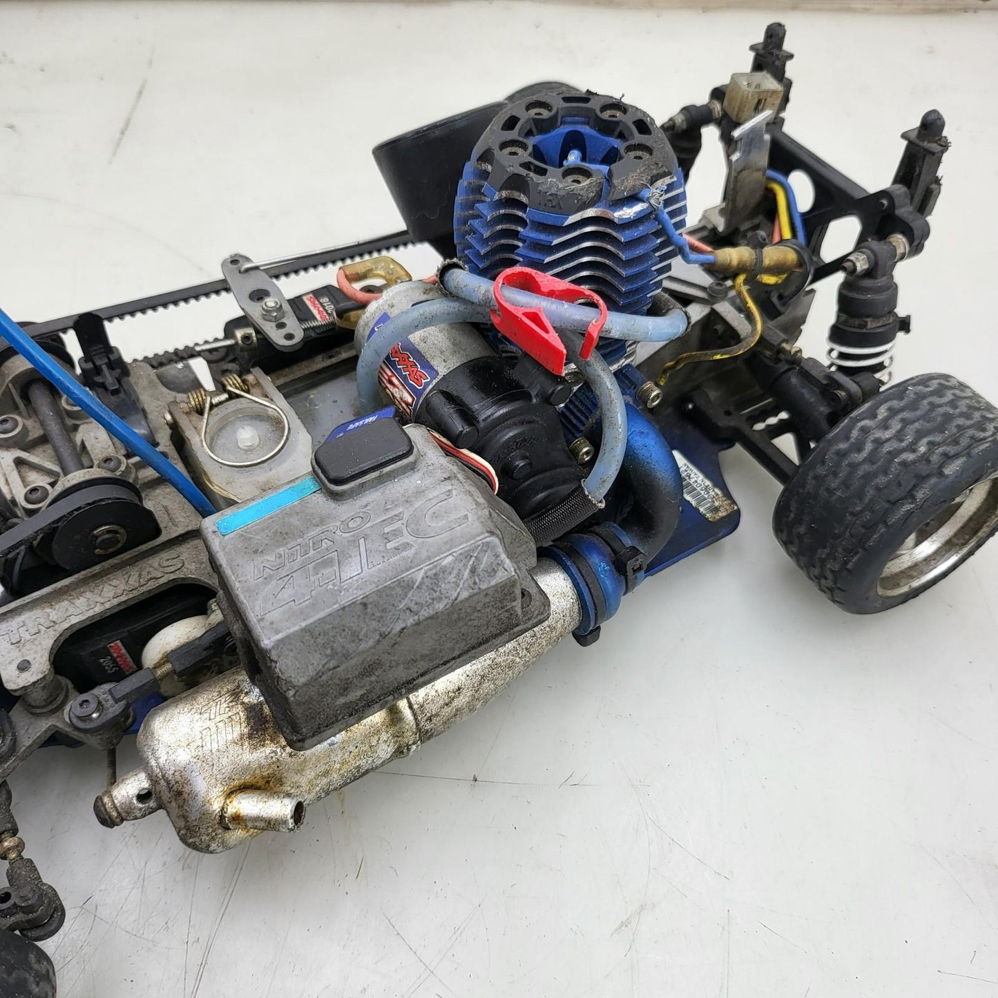 Traxxas vintage nitro 4-Tec, untested, rolls freely, red
