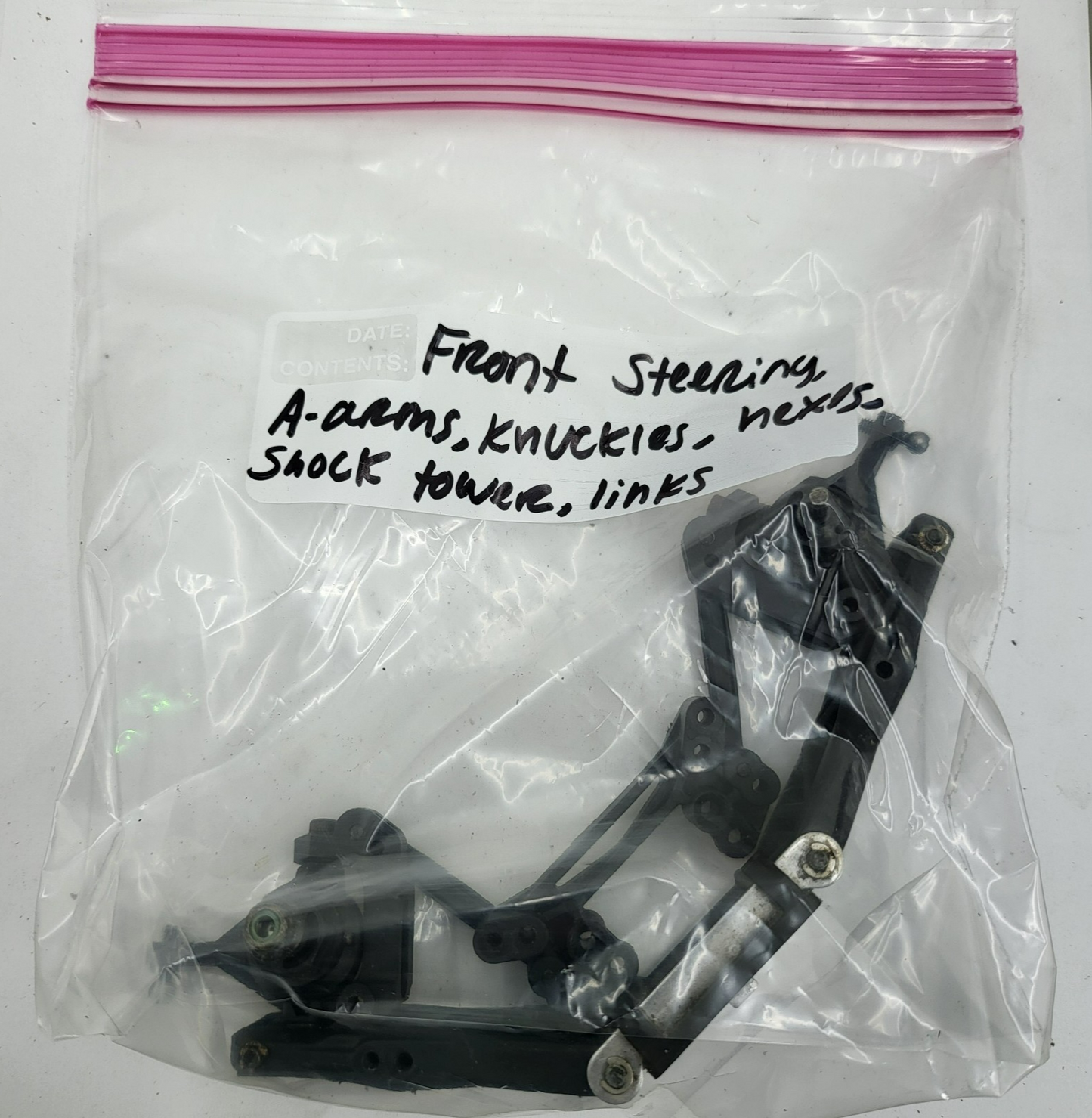 HPI RS4 3 nitro front steering clip, a-arms, shock tower, knuckles, hexes