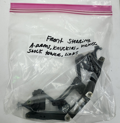 HPI RS4 3 nitro front steering clip, a-arms, shock tower, knuckles, hexes