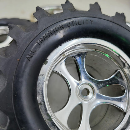 1/8 wheels, 2 blown out 2 in very good condition Losi step pin