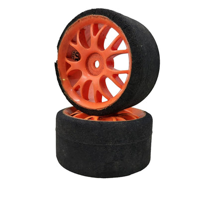 X2 orange multi-spoke wheels 40 shore on foam tires, one foam damaged 1/10