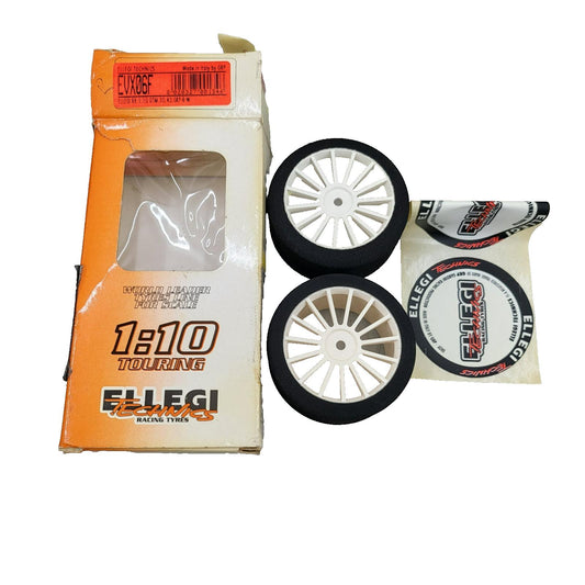 GRP Ellegi Technics white multi spoke wheels on foam tires 1/10 new