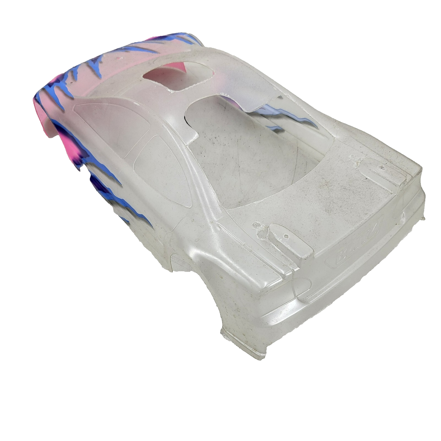 1/10th scale lexan car body pink, blue, very good condition