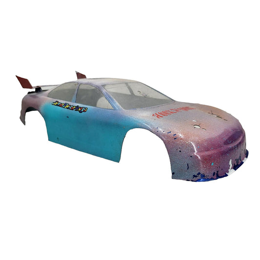 1/10th scale body/ shell, painted pink and blue