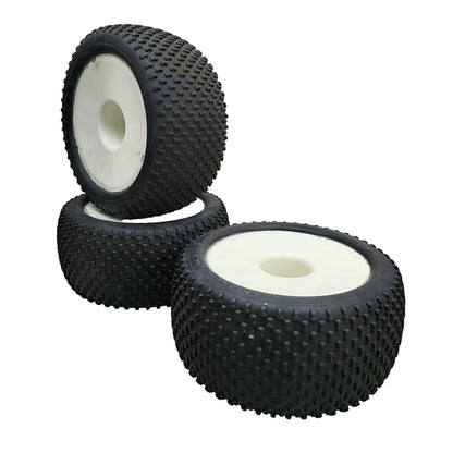 Cen Racing 88-39-122 "Sniper" tires on white buggy wheels  1/8, 1/7 x3