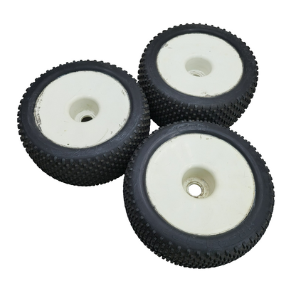 Cen Racing 88-39-122 "Sniper" tires on white buggy wheels  1/8, 1/7 x3