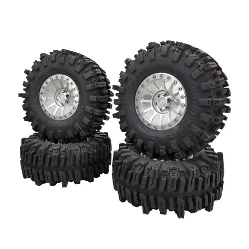 X4 Mud slinger 2.2 tires 4x4 on billet aluminum weighted GL wheels 1/10th SCX10