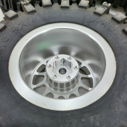 X4 Mud slinger 2.2 tires 4x4 on billet aluminum weighted GL wheels 1/10th SCX10