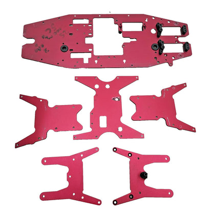 Losi LST XXL 2 gas red aluminum chassis plates, skid plates, top plates