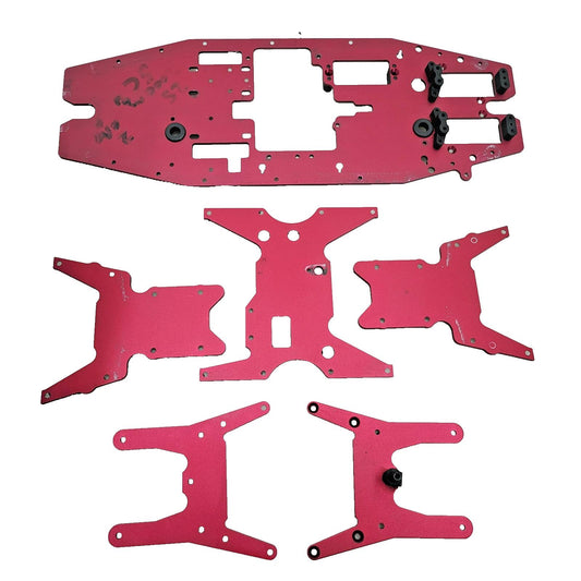 Losi LST XXL 2 gas red aluminum chassis plates, skid plates, top plates