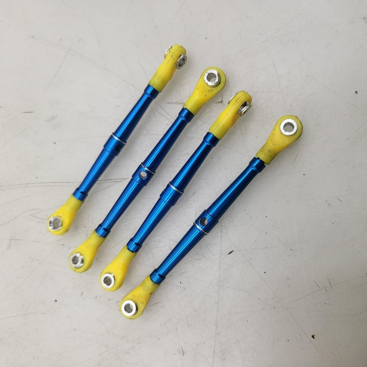 Team Associated Nitro TC3 Blue aluminum turnbuckles with yellow ends x4