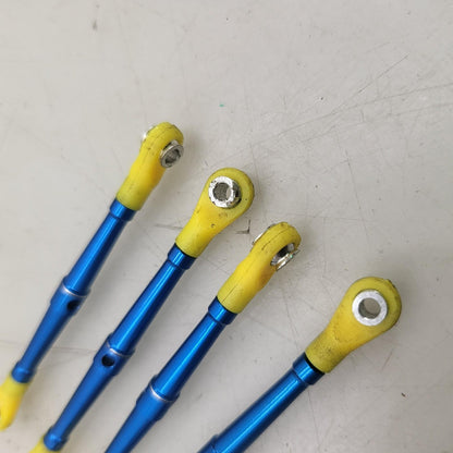 Team Associated Nitro TC3 Blue aluminum turnbuckles with yellow ends x4