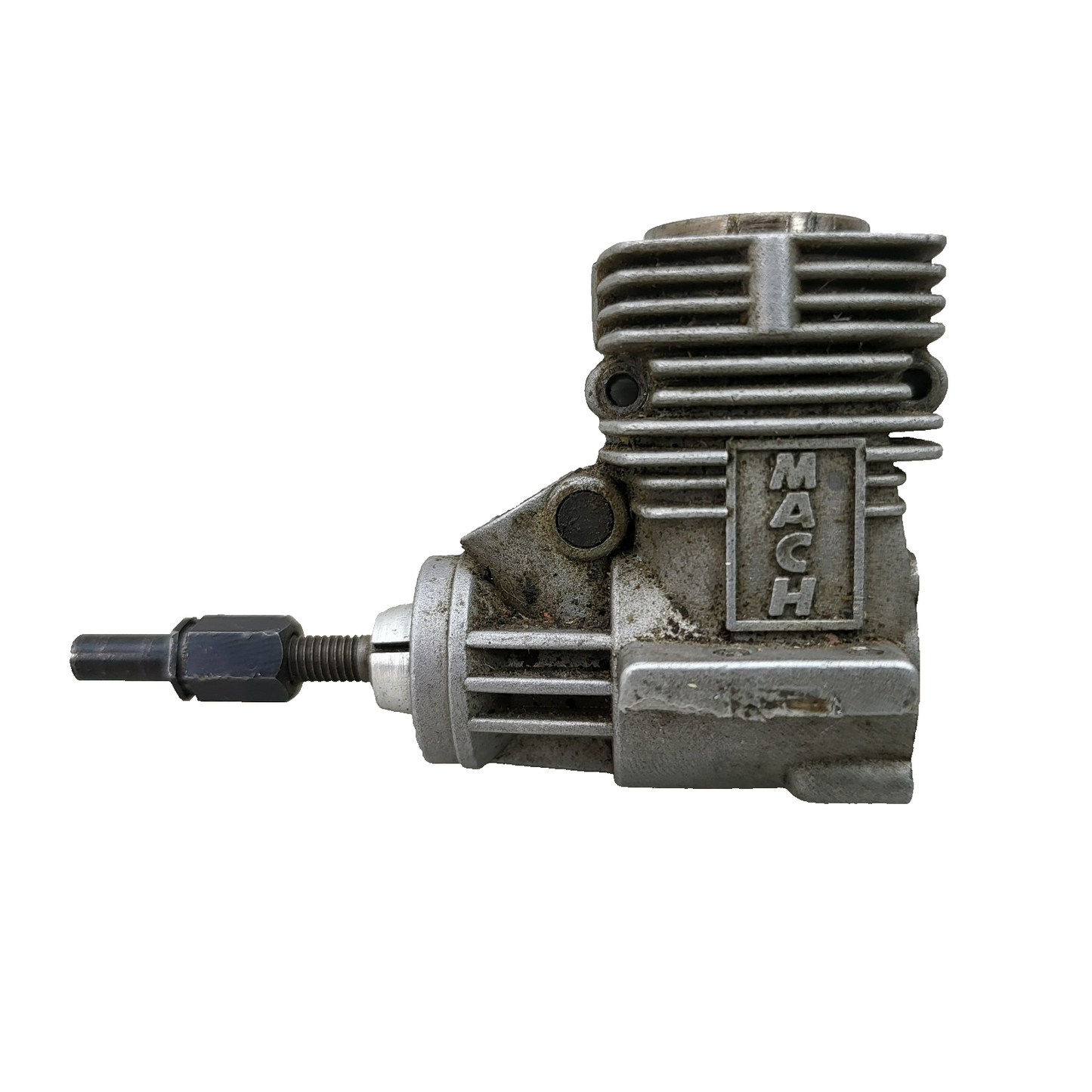 Mach 15 nitro motor, incomplete. Spins over cleanly, for parts or repair