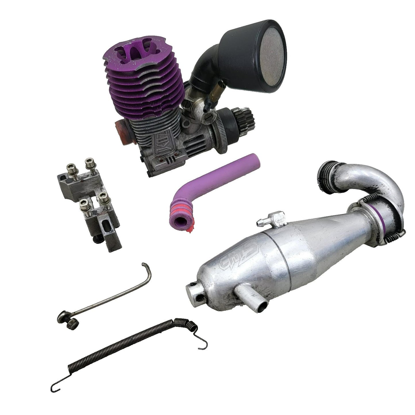 Novarossi M12 Nitro motor with tuned pipe (CRT.5), motor mount, clutch bell +