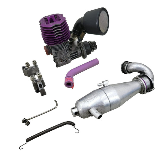 Novarossi M12 Nitro motor with tuned pipe (CRT.5), motor mount, clutch bell +
