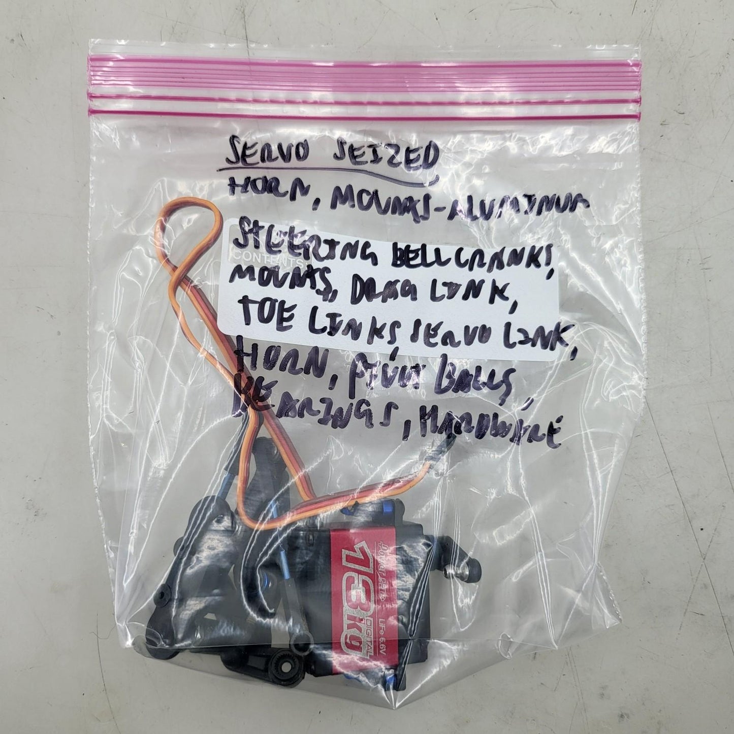 Team Associated RC10 B44 Factory team servo w/ steering bellcranks, mount, links