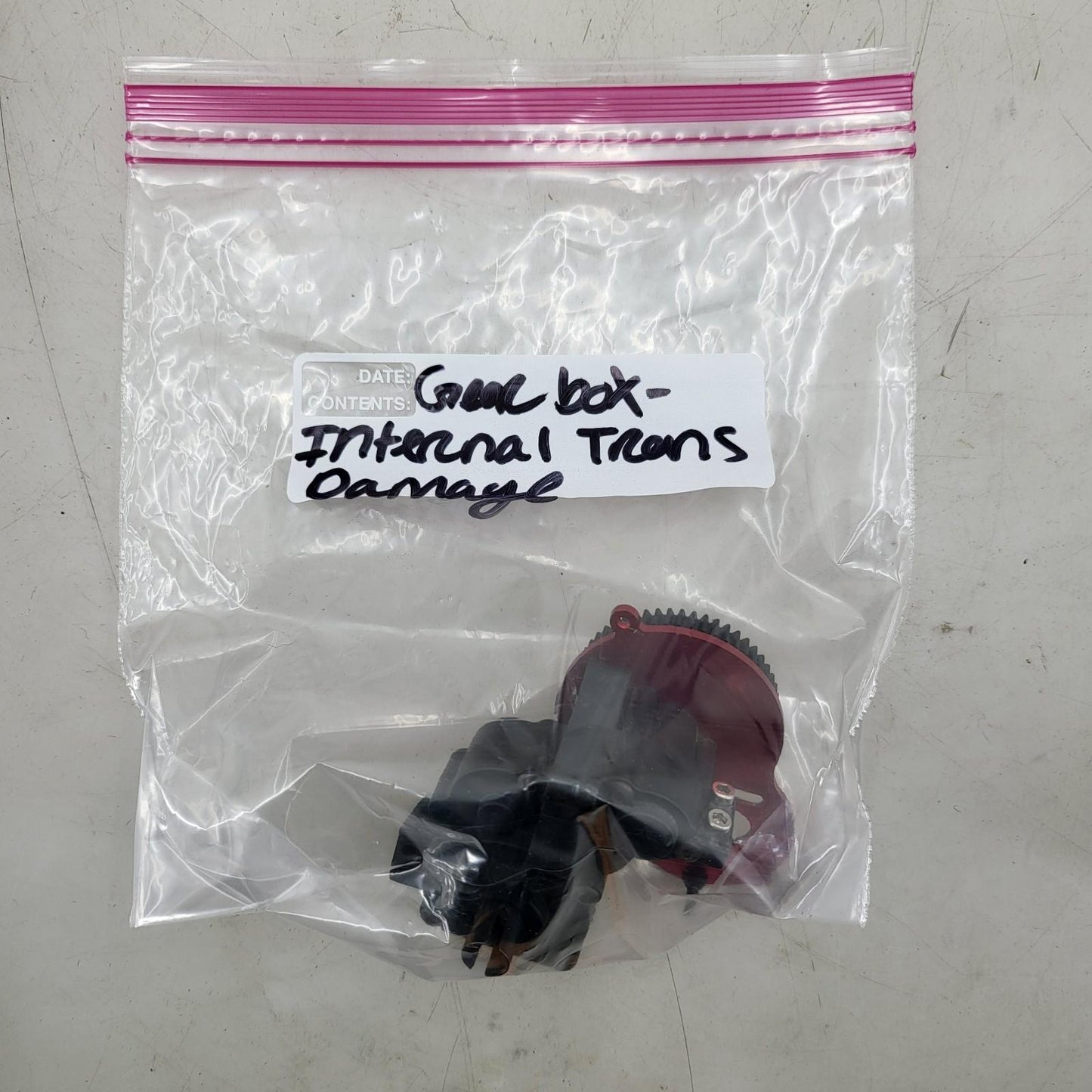 PR Racing S1 V2 transmission/ gear box with aluminum plate-internal damage