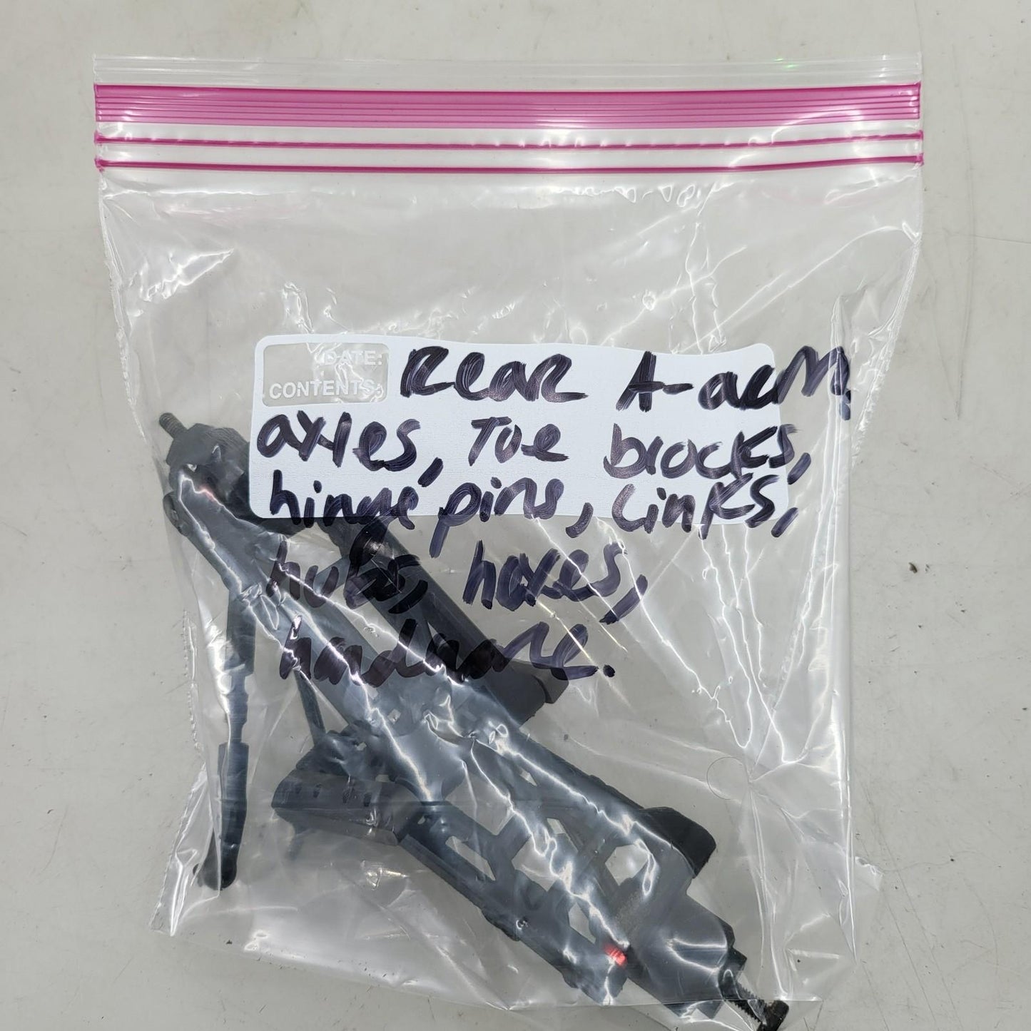 PR Racing S1 V2 front a-arms, links, axles, hubs, hexes, toe blocks, hinge pins