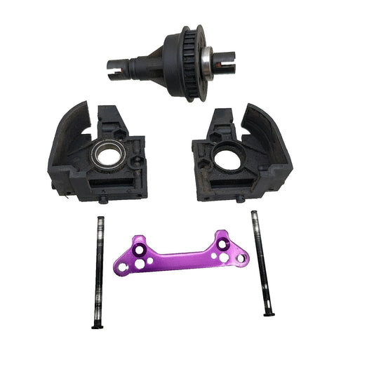 HPI Racing Sprint 2 rear diff with case, hinge pins, purple toe block