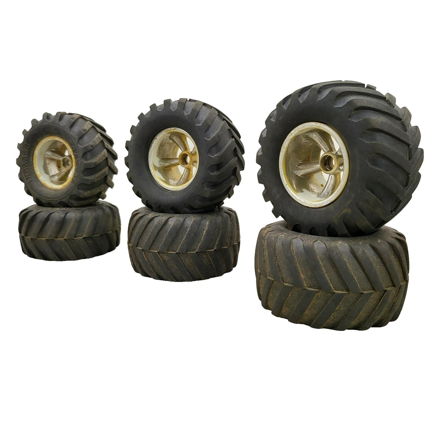 Traxxas Monster truck/ buggy tires 12mm hexes 1/10th scale x6 with spare wheel