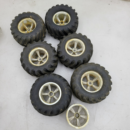 Traxxas Monster truck/ buggy tires 12mm hexes 1/10th scale x6 with spare wheel