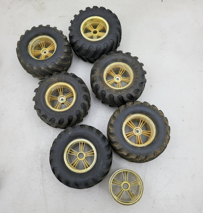 Traxxas Monster truck/ buggy tires 12mm hexes 1/10th scale x6 with spare wheel