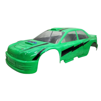 1/10th scale RC nitro body/ shell Subaru painted green removed from Schumacher