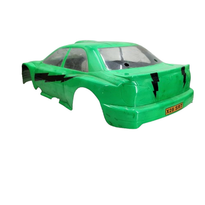 1/10th scale RC nitro body/ shell Subaru painted green removed from Schumacher
