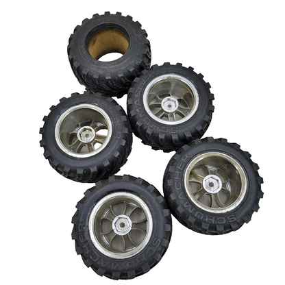 Schumacher 12mm hex tires on multi spoke wheels for buggy, set of 4 w/ spare