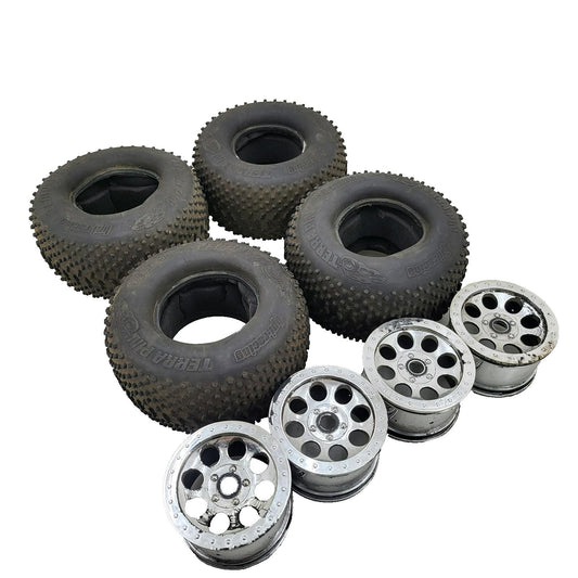 HPI Racing Savage Octane XL 1/8 Terrapin tires with foams and bullet hole wheels