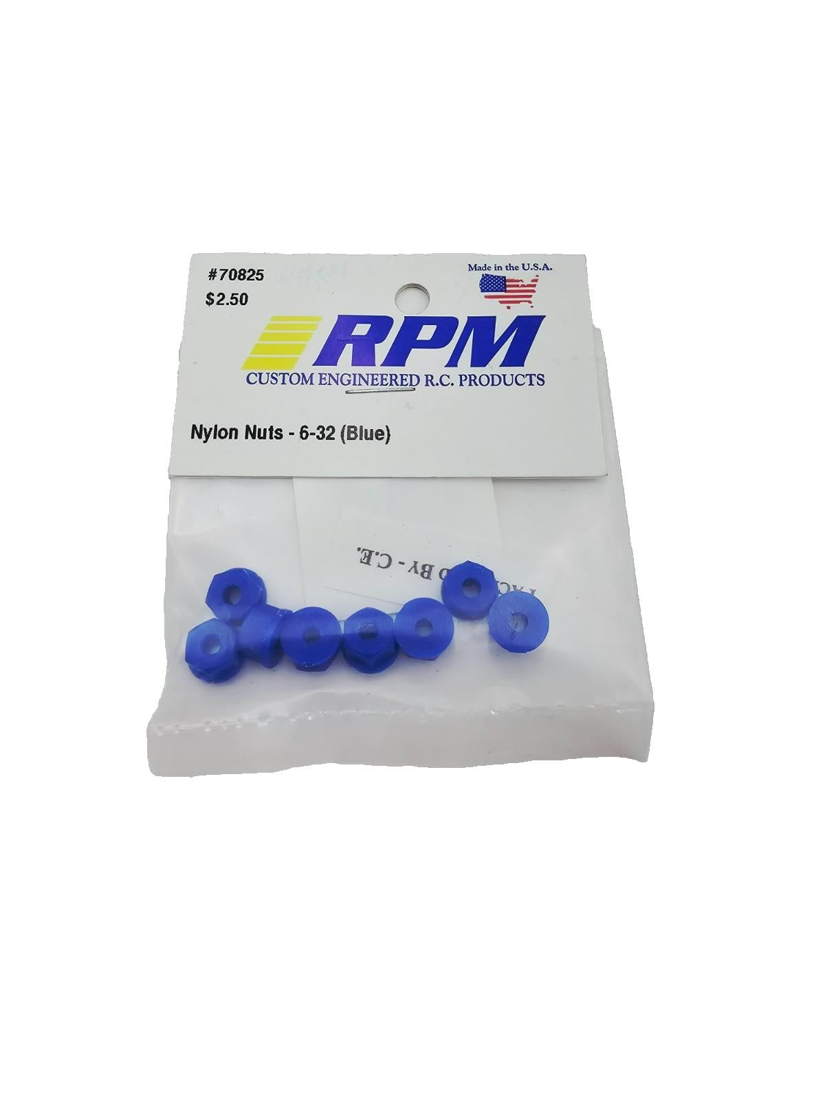 RPM Blue Nylon nuts 6-32 x8 #70825