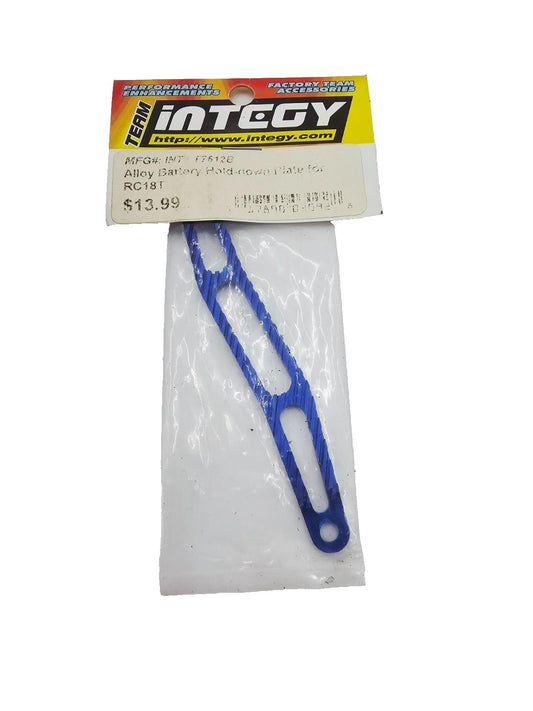 Integy Blue alloy battery hold down plate rc18t NOS vintage discontinued